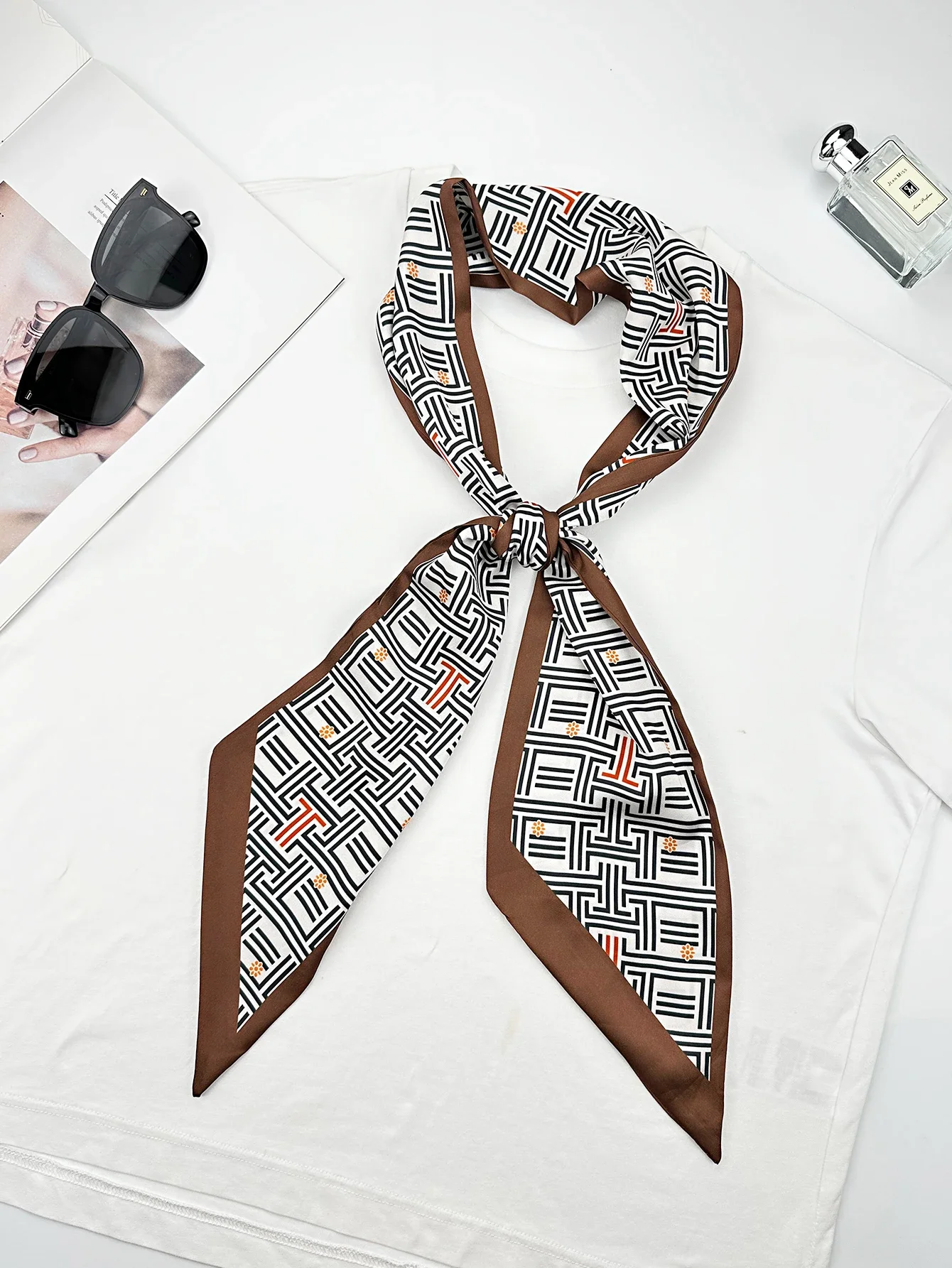 Luxury Geometry Skinny Silk Sc - Women Fashion Necktie 评论和价格