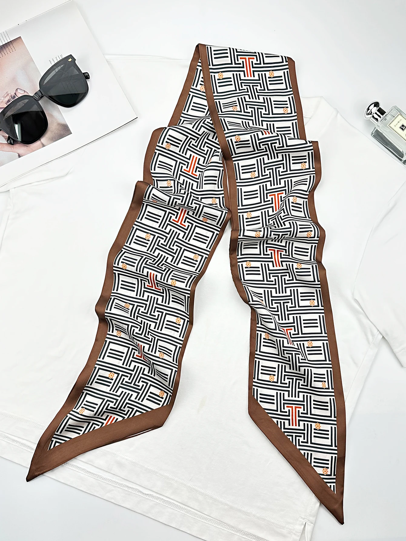 Luxury Geometry Skinny Silk Sc - Women Fashion Necktie 评论和价格