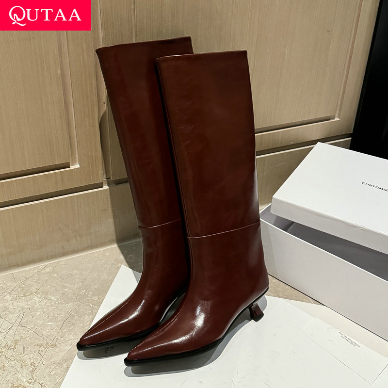 QUTAA Fashion News Women Knee  - Women'S Fashion Knee High Boots 评论和价格