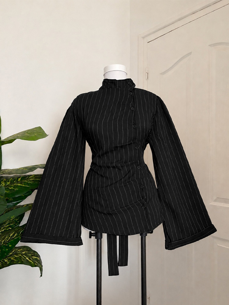 Women Long Sleeve Top Vertical - Women Fashion Necktie 评论和价格