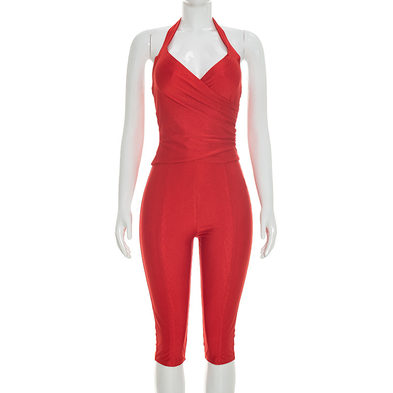 Slim 2 Piece Set Women Solid W - Lace Trim Cami 评论和价格