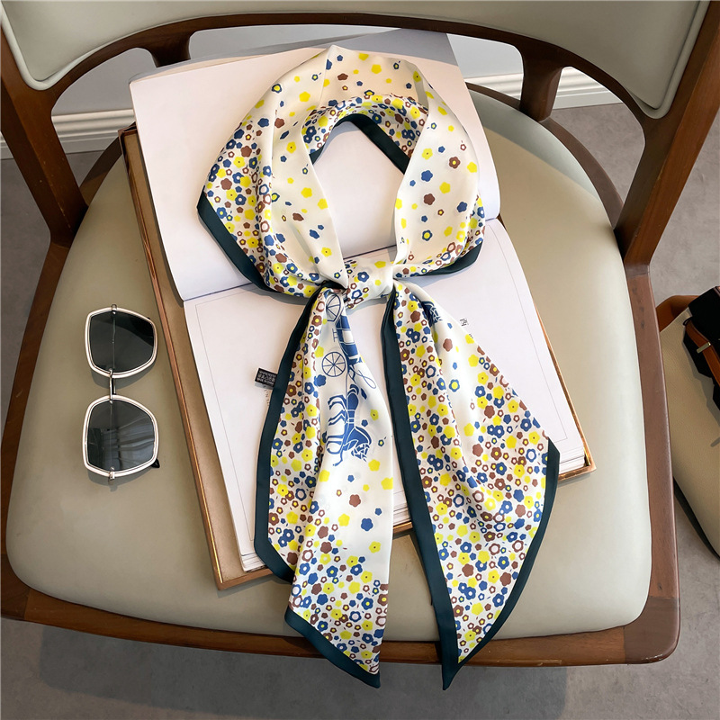 Fashion Print Long Silk Scarf  - Women Fashion Necktie 评论和价格