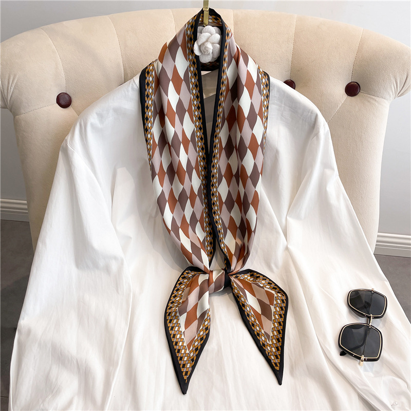 Fashion Print Long Silk Scarf  - Women Fashion Necktie 评论和价格
